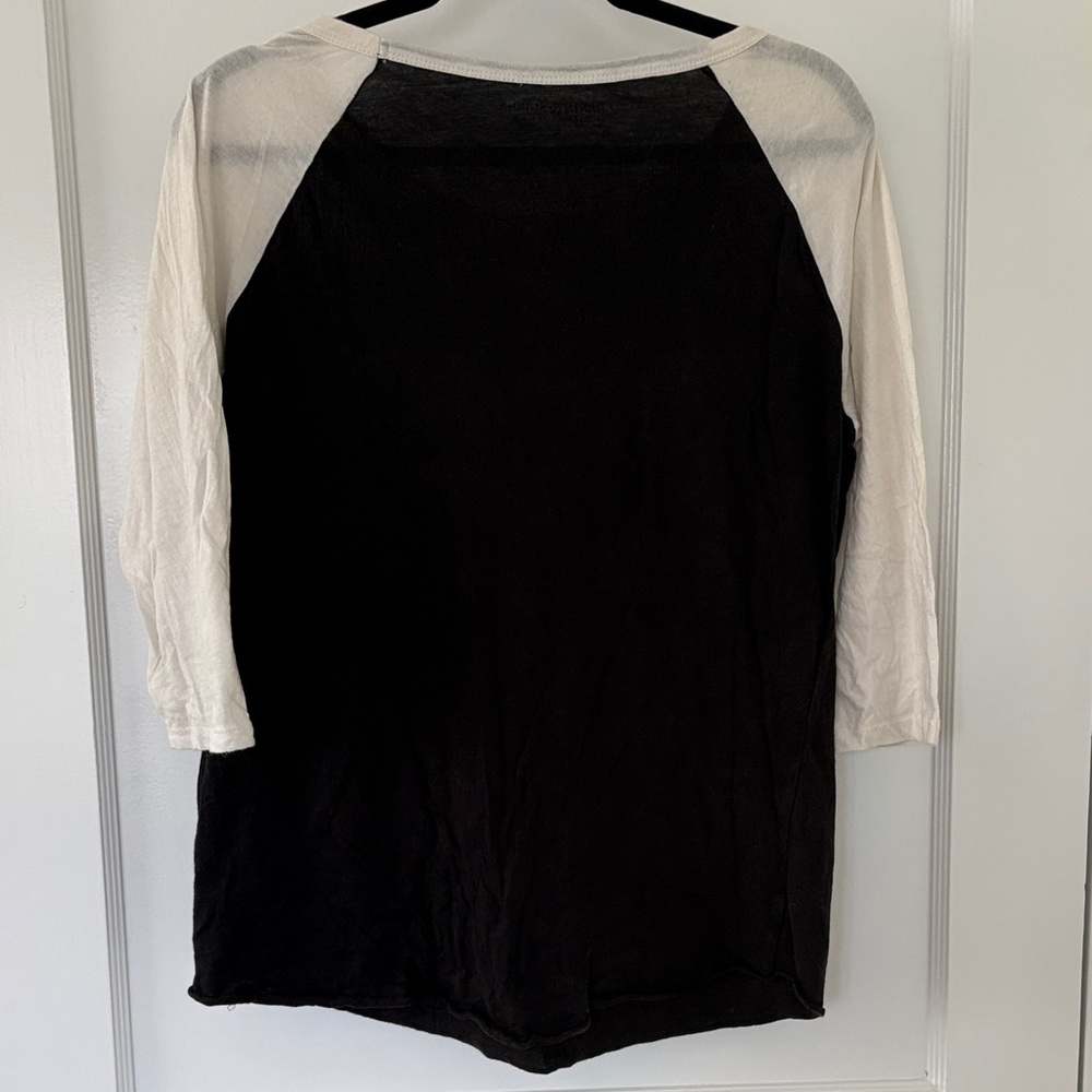 Denim & Supply Ralph Lauren Black Tee with Cream Raglan Sleeves and Graphic - Picture 3 of 5